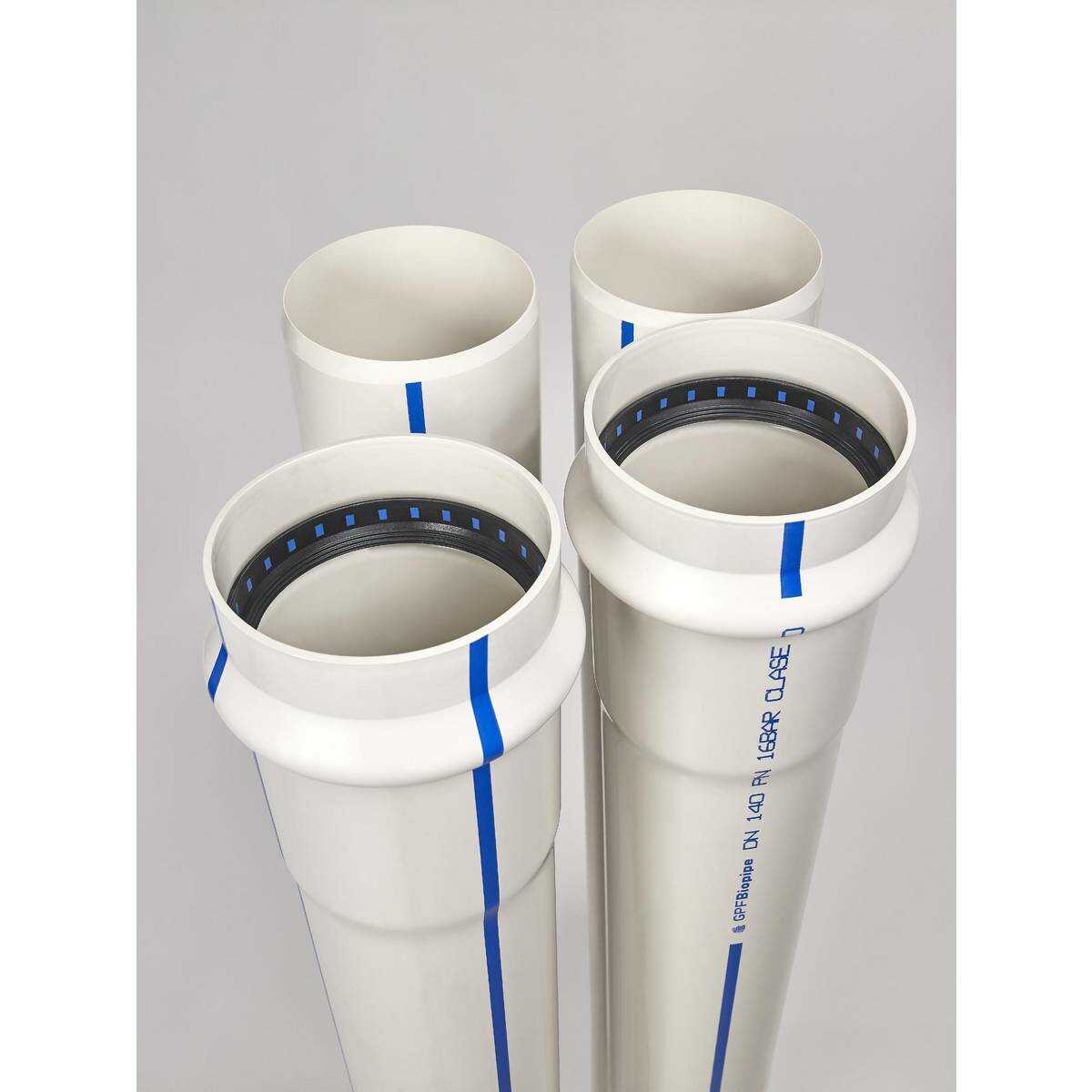 Tube PVC Biorienté d=160mm, PN16, MRS500, 5,9m, blanc, cert. EN 17176+ISO 16422