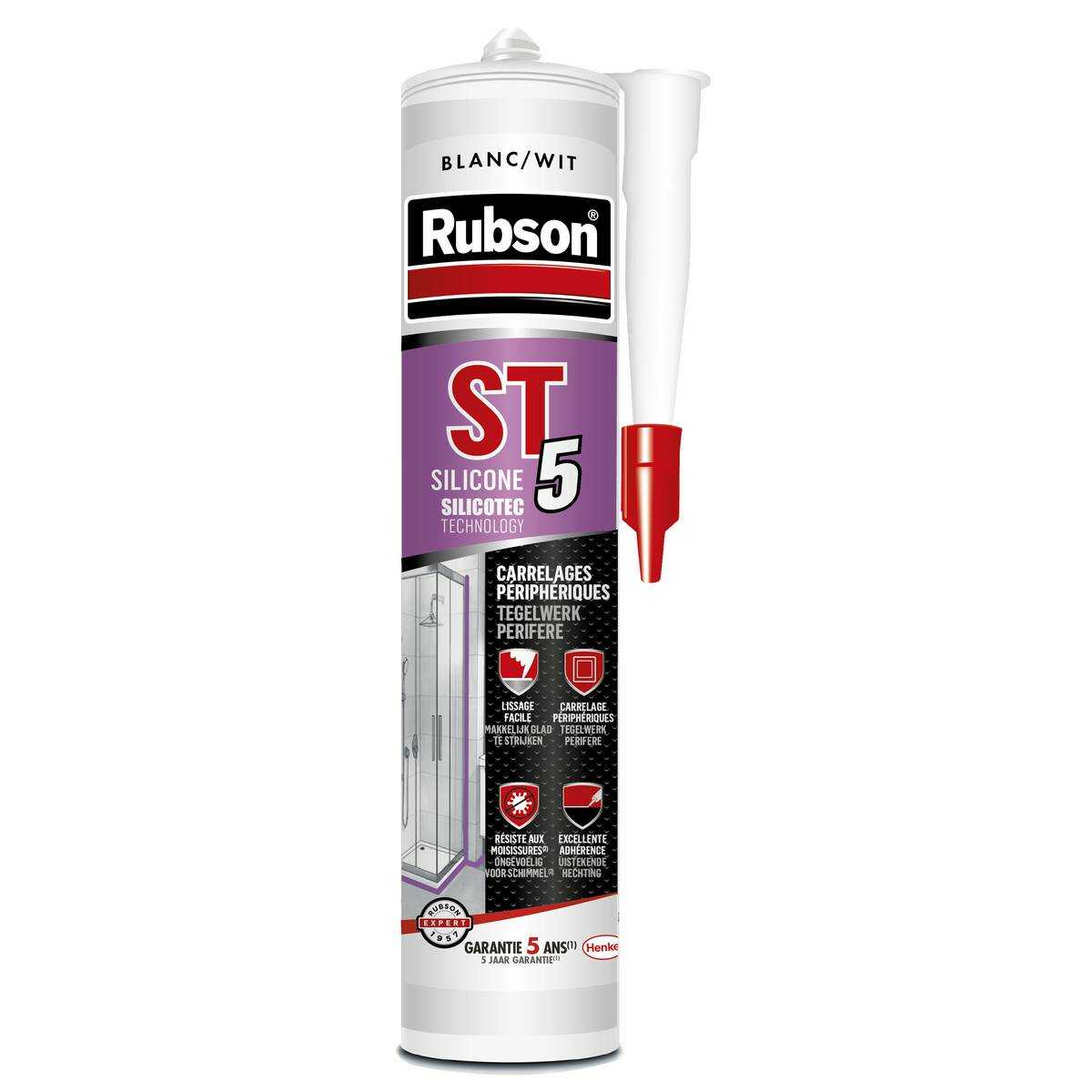 RUBSON Mastic ST 5 Sanitaire Multi-Usages Blanc Cart 300ml