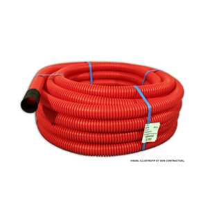 Gaine TPC annelée rouge D50 couronne de 25 mètres