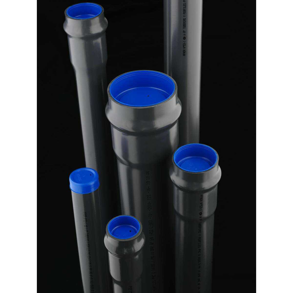 Tube PVC Pression AEP d=250mm PN16, joint, long.6m, gris, certif. NF EN ISO 1452