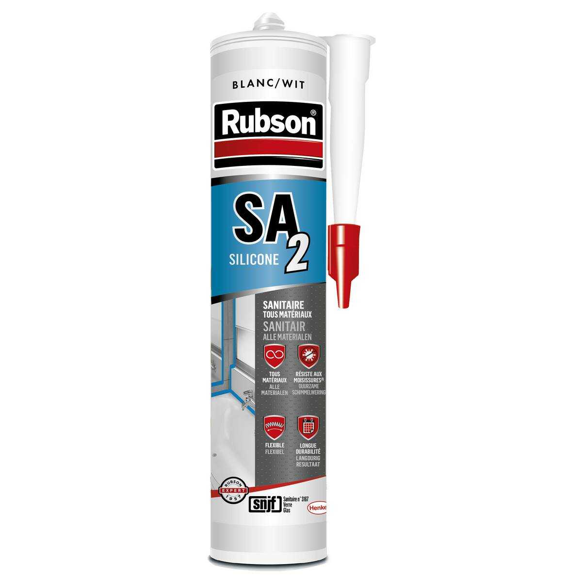 RUBSON Mastic SA2 Sanitaire Tous supports Blanc Cart 280ml