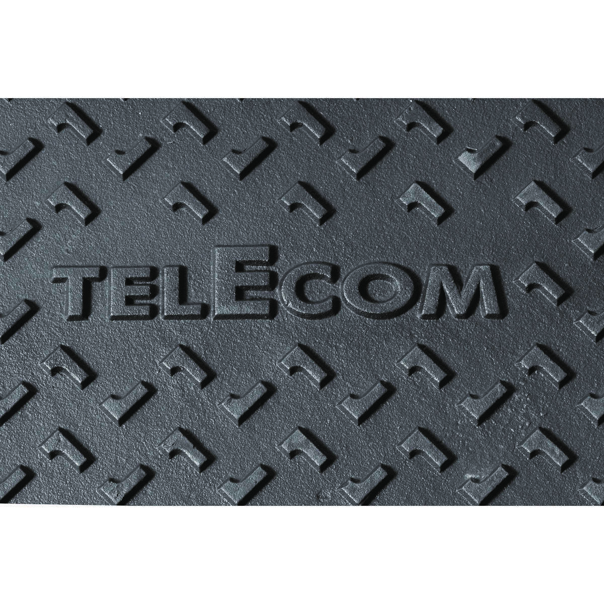 Cadre en acier galvanisé avec tampon en fonte et logo Telecom